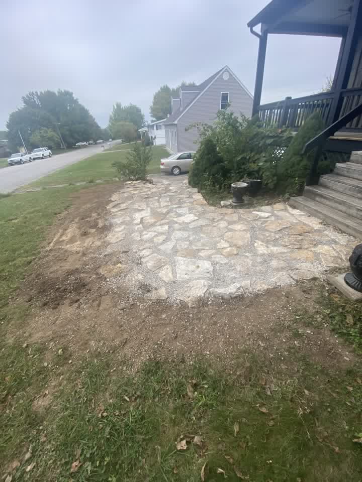 New flagstone walkway leading to the porch