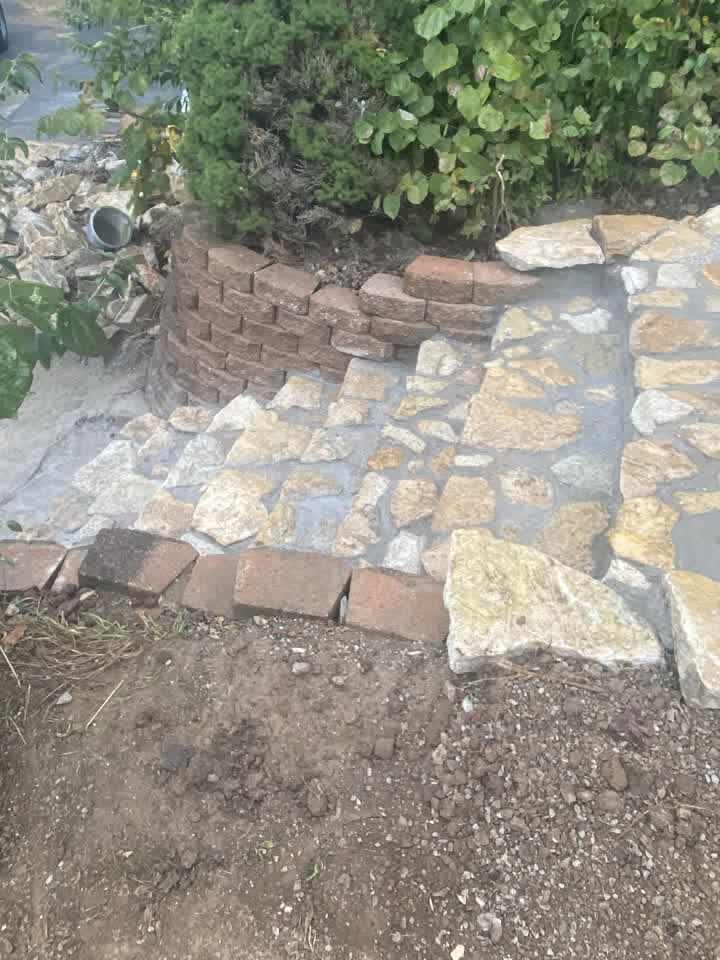 Flagstone walkway viewed from the street