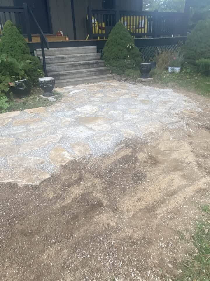 Flagstone walkway leading to the front steps