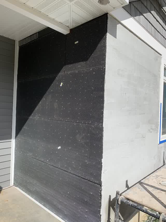 Metal lath installed before the stone veneer