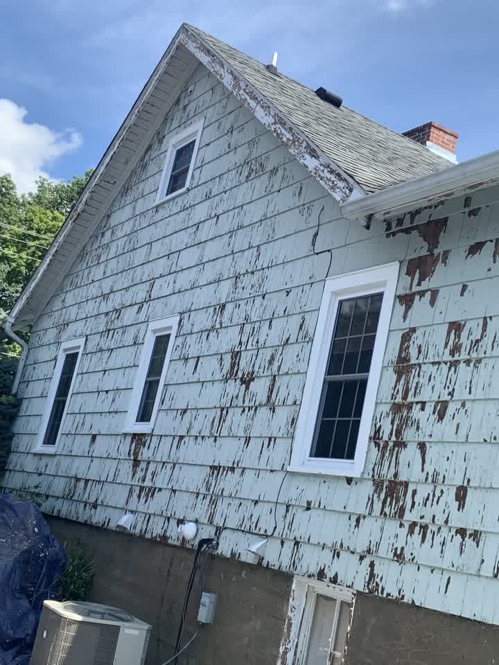 Peeling old paint before prep work