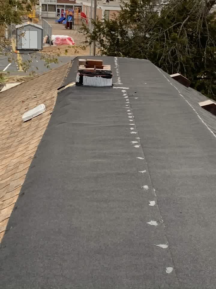 Completed new shingle roof section