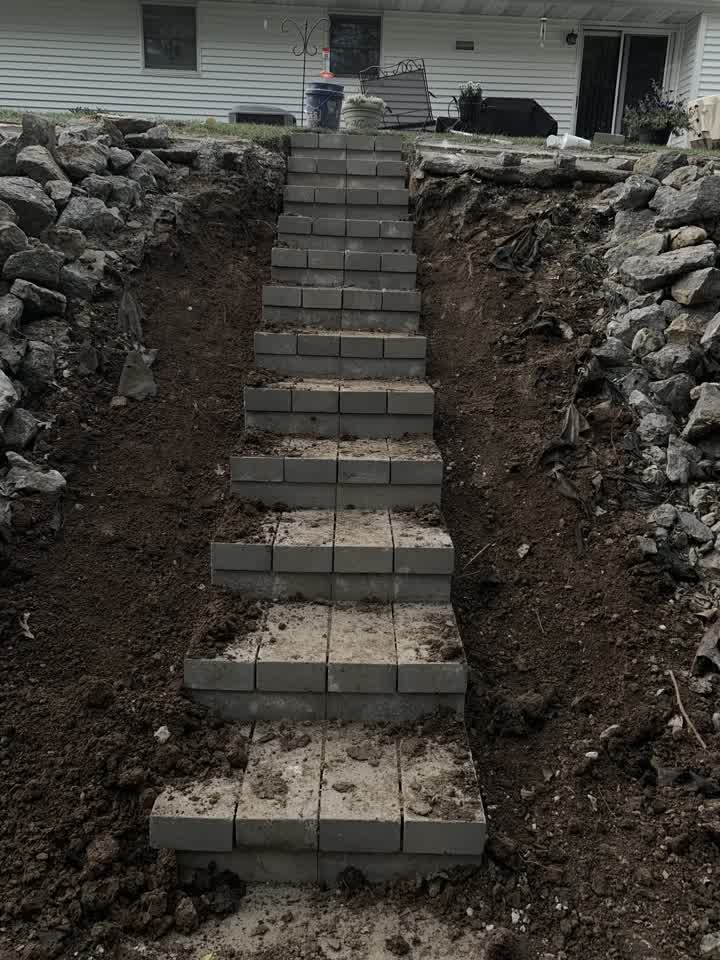 New block hillside steps nearly complete