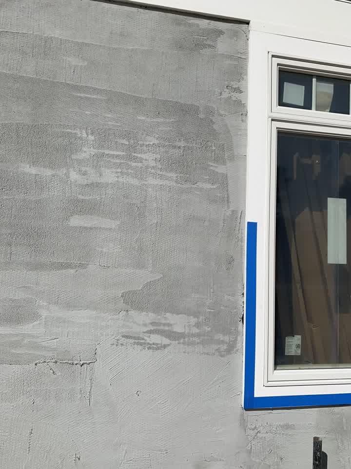 Wire lath and scratch coat prepped for stone veneer